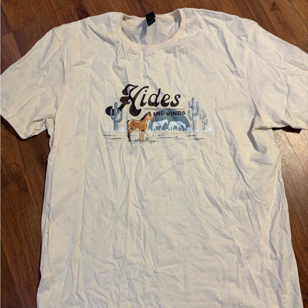 White Graphic T-Shirt with Desert Print